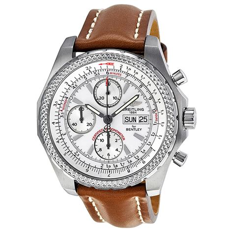 breitling chronograph automatic silver dial men's watch